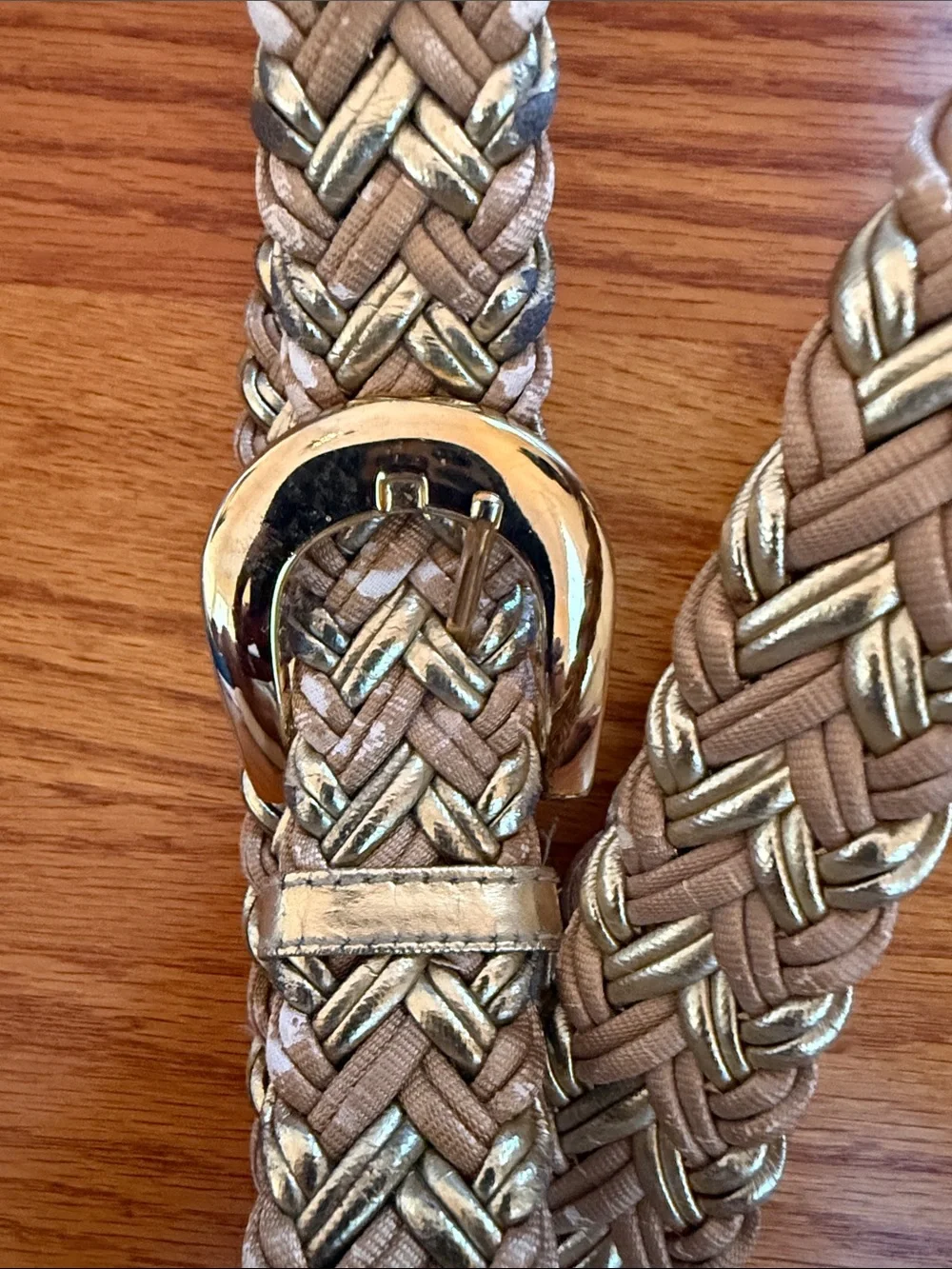 Amiee Lynn Braided‎ Metallic Gold and Brown/Tan/Beige Belt Size 5X